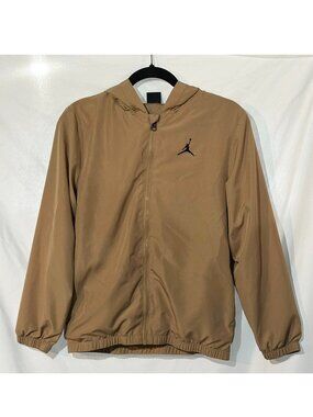 Nike Jordan Boys Windbreaker Rain Jacket Hoodie Hemp Tan Size Large, Never Worn